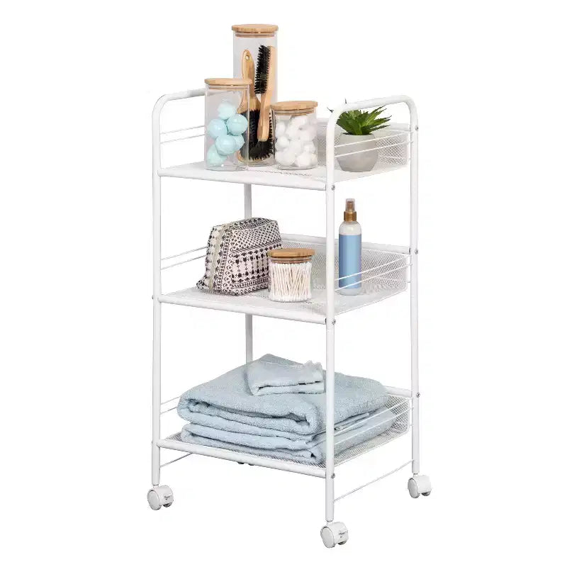Wire Cart : Portable Steel Utility Storage , Bathroom & Wire Pulling Cart , White , 34.6" Height , 17.9" Depth