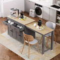 74.5'' Kitchen Island with Extendable Dining Table, Rolling Cart with 4 Cabinets, 2 Drawers, Spice Rack, Adjustable Shelves