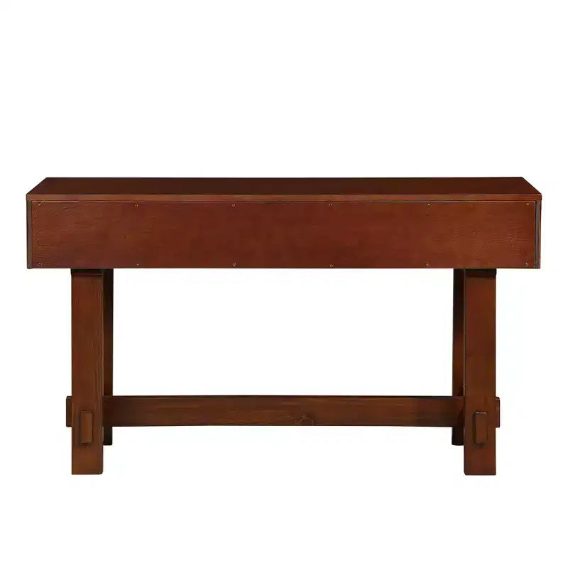 52'' Farmhouse Fluted Console Table with Storage Drawers and Solid Wood Legs for Living Room and Hallway , Cherry