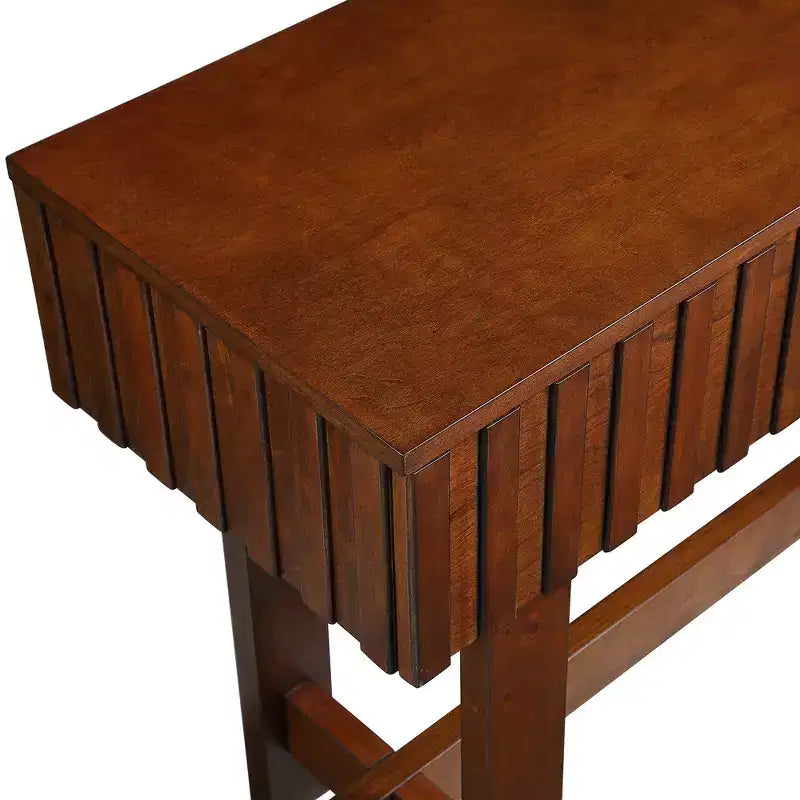 52'' Farmhouse Fluted Console Table with Storage Drawers and Solid Wood Legs for Living Room and Hallway , Cherry