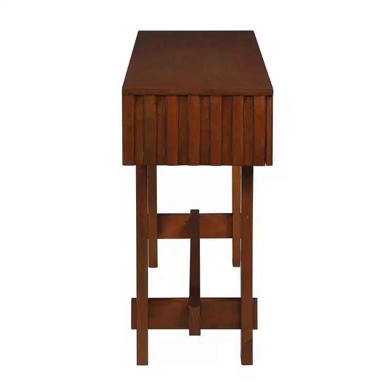 52'' Farmhouse Fluted Console Table with Storage Drawers and Solid Wood Legs for Living Room and Hallway , Cherry