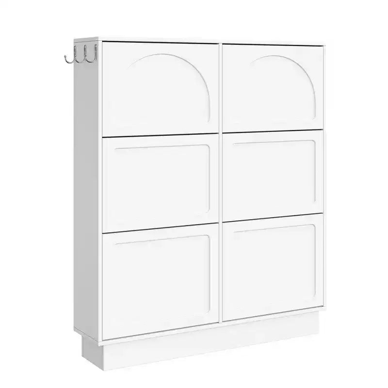 Narrow Shoe Cabinet , Shoe Cabinet with 6 Flip Drawers and Adjustable Shelf , Shoe Storage for Entryway , Living Room , Hallway