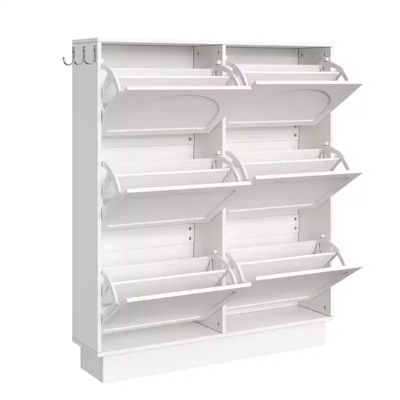 Narrow Shoe Cabinet , Shoe Cabinet with 6 Flip Drawers and Adjustable Shelf , Shoe Storage for Entryway , Living Room , Hallway