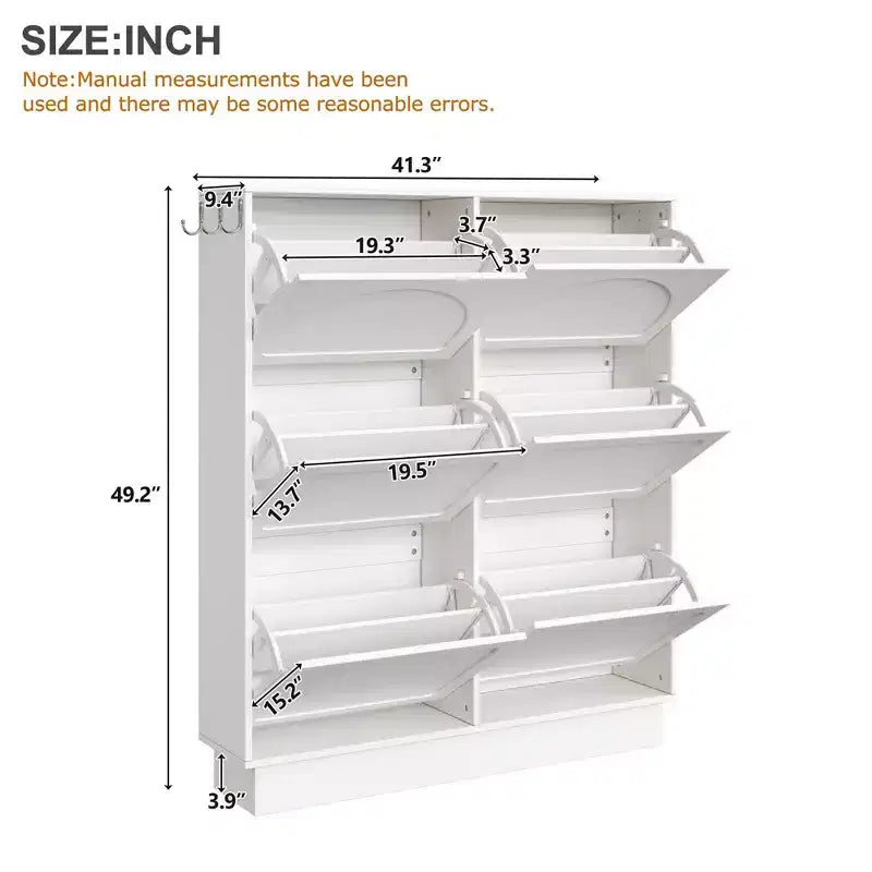 Narrow Shoe Cabinet , Shoe Cabinet with 6 Flip Drawers and Adjustable Shelf , Shoe Storage for Entryway , Living Room , Hallway