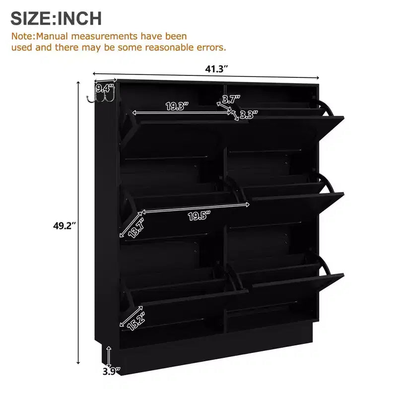 Narrow Shoe Cabinet , Shoe Cabinet with 6 Flip Drawers and Adjustable Shelf , Shoe Storage for Entryway , Living Room , Hallway