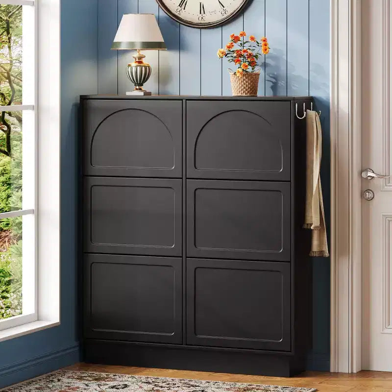 Narrow Shoe Cabinet , Shoe Cabinet with 6 Flip Drawers and Adjustable Shelf , Shoe Storage for Entryway , Living Room , Hallway