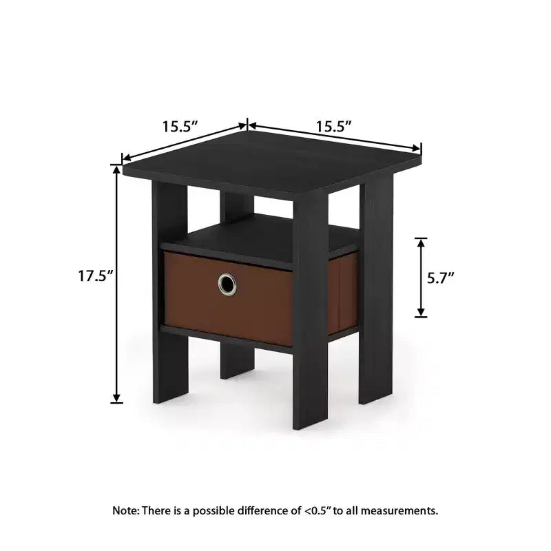 1PC Modern Bedside End Table Nightstand with Removable Drawer & Open Shelf
