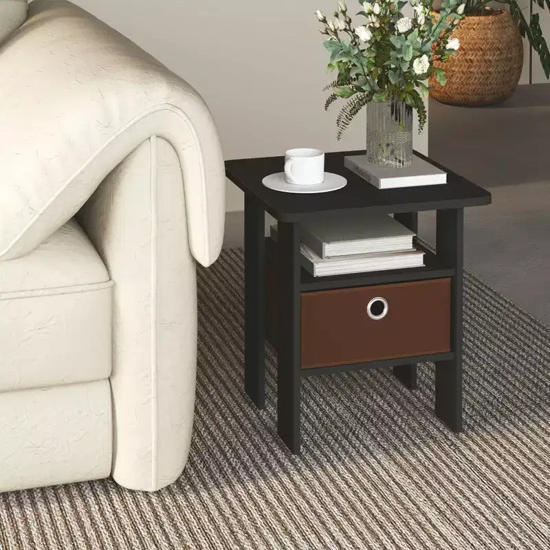 1PC Modern Bedside End Table Nightstand with Removable Drawer & Open Shelf