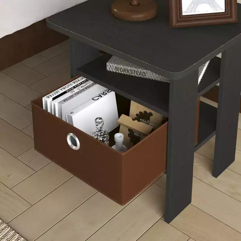 1PC Modern Bedside End Table Nightstand with Removable Drawer & Open Shelf