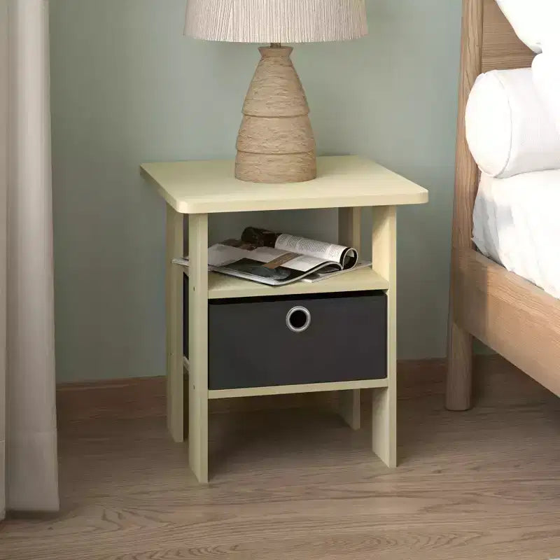 1PC Modern Bedside End Table Nightstand with Removable Drawer & Open Shelf
