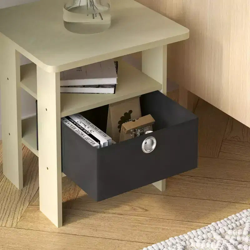 1PC Modern Bedside End Table Nightstand with Removable Drawer & Open Shelf