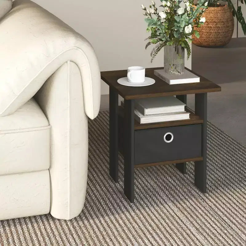1PC Modern Bedside End Table Nightstand with Removable Drawer & Open Shelf