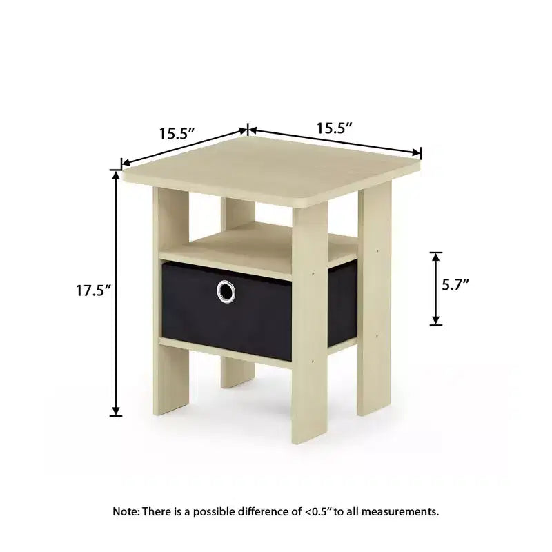 1PC Modern Bedside End Table Nightstand with Removable Drawer & Open Shelf