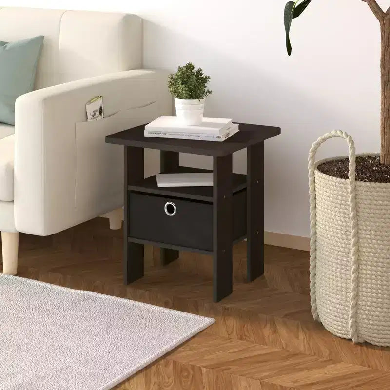 1PC Modern Bedside End Table Nightstand with Removable Drawer & Open Shelf