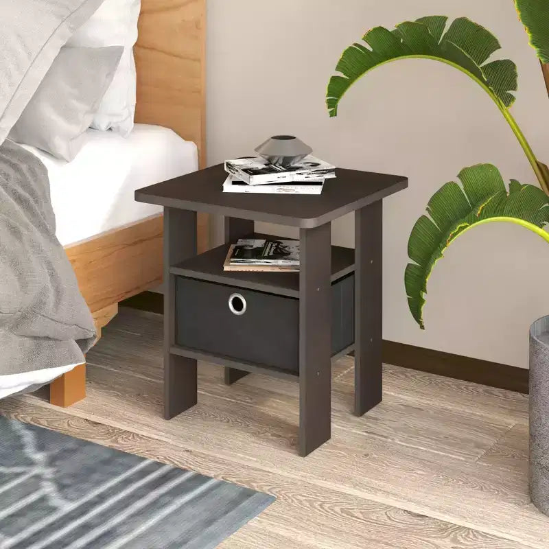 1PC Modern Bedside End Table Nightstand with Removable Drawer & Open Shelf