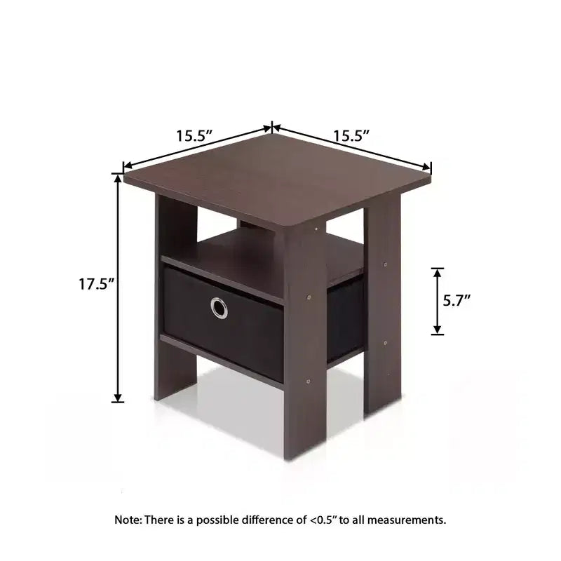 1PC Modern Bedside End Table Nightstand with Removable Drawer & Open Shelf