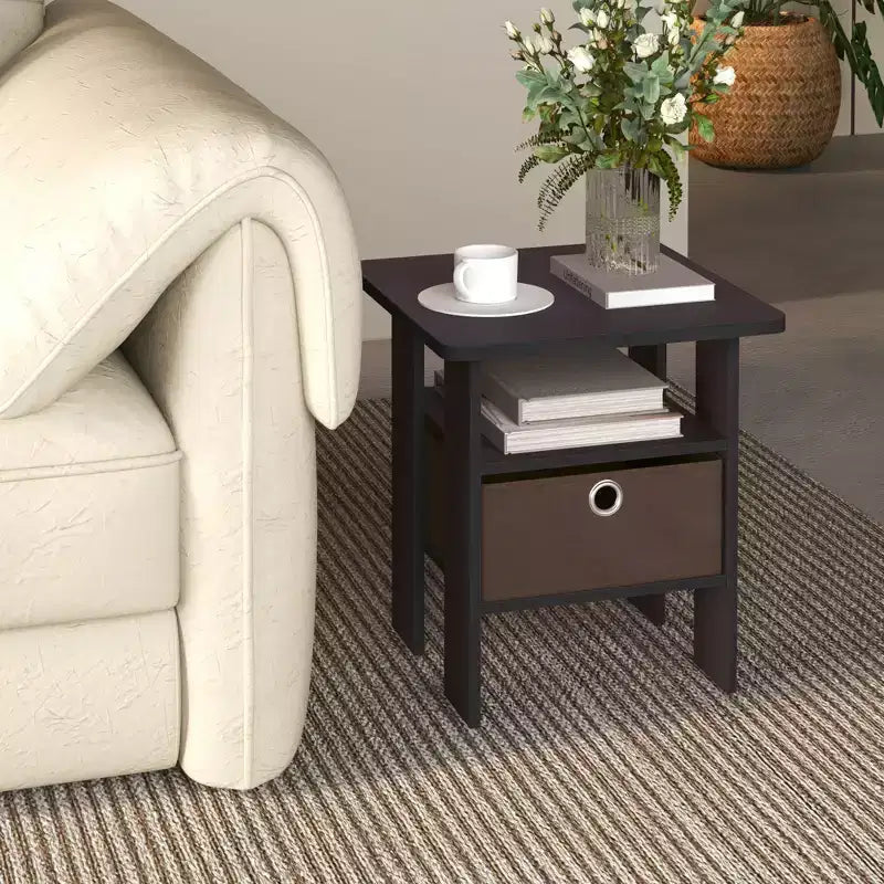 1PC Modern Bedside End Table Nightstand with Removable Drawer & Open Shelf