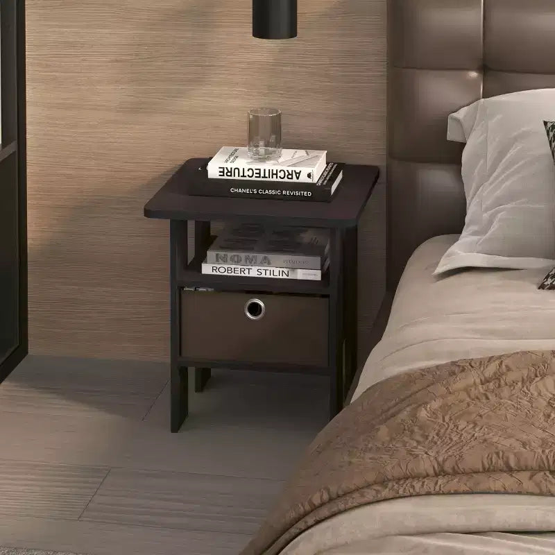 1PC Modern Bedside End Table Nightstand with Removable Drawer & Open Shelf