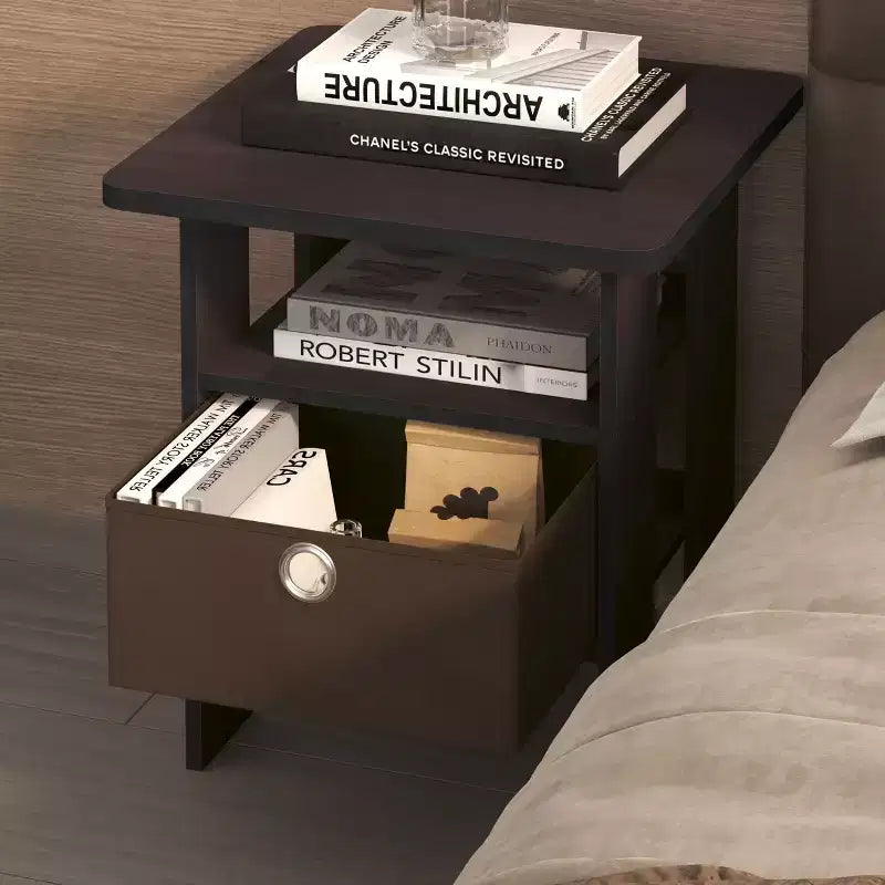 1PC Modern Bedside End Table Nightstand with Removable Drawer & Open Shelf