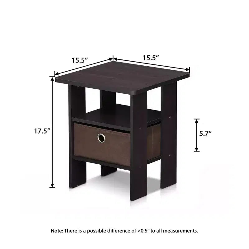 1PC Modern Bedside End Table Nightstand with Removable Drawer & Open Shelf