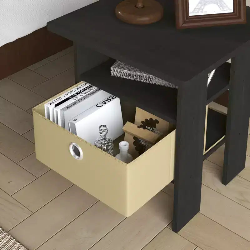 1PC Modern Bedside End Table Nightstand with Removable Drawer & Open Shelf