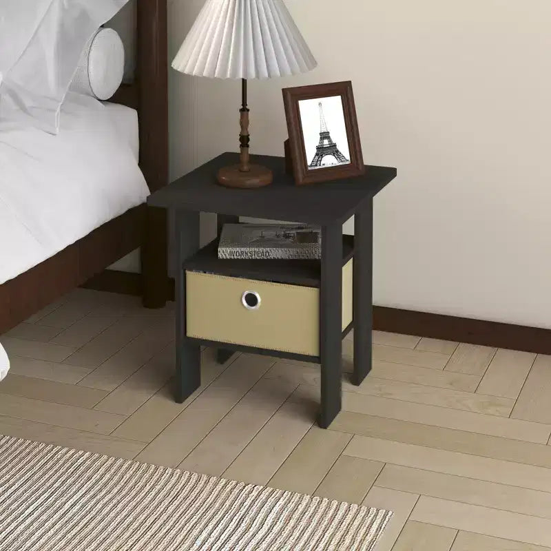 1PC Modern Bedside End Table Nightstand with Removable Drawer & Open Shelf
