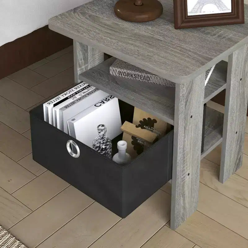 1PC Modern Bedside End Table Nightstand with Removable Drawer & Open Shelf