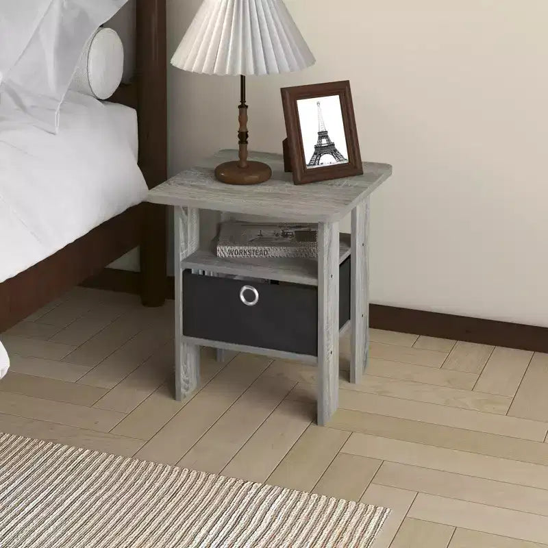 1PC Modern Bedside End Table Nightstand with Removable Drawer & Open Shelf