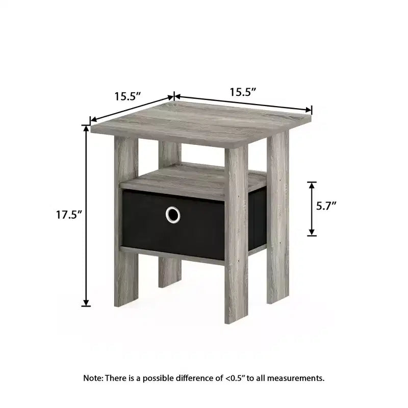 1PC Modern Bedside End Table Nightstand with Removable Drawer & Open Shelf