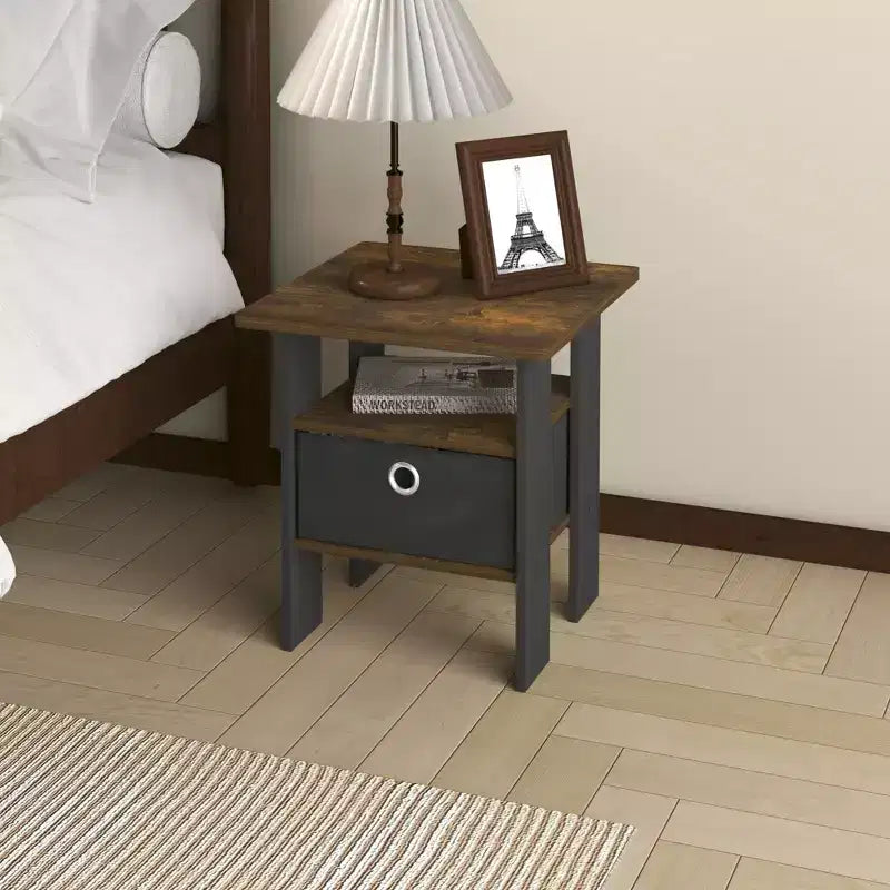 1PC Modern Bedside End Table Nightstand with Removable Drawer & Open Shelf