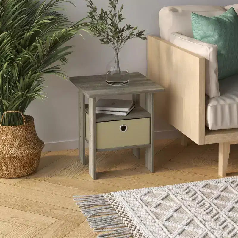 1PC Modern Bedside End Table Nightstand with Removable Drawer & Open Shelf