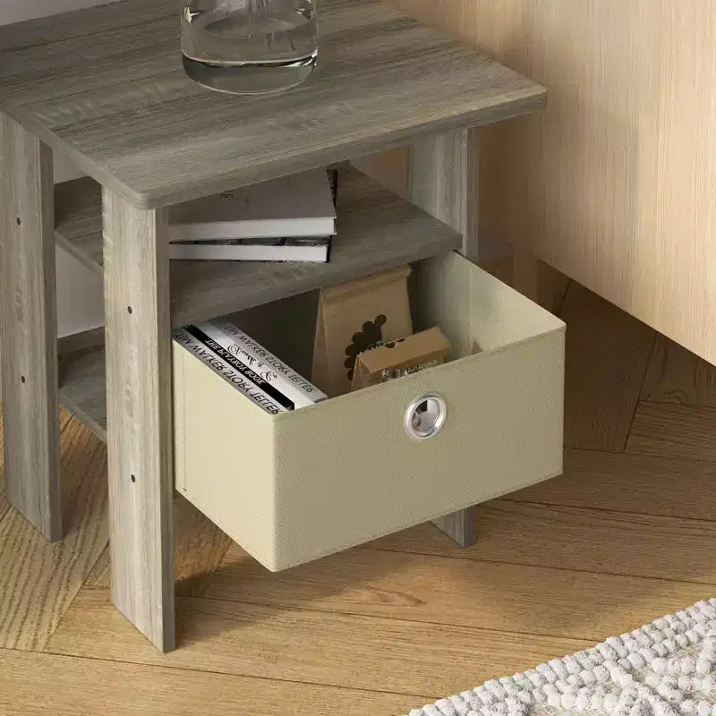 1PC Modern Bedside End Table Nightstand with Removable Drawer & Open Shelf