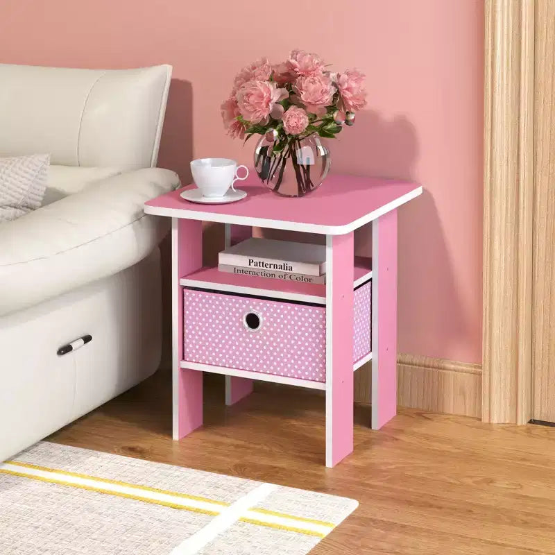 1PC Modern Bedside End Table Nightstand with Removable Drawer & Open Shelf