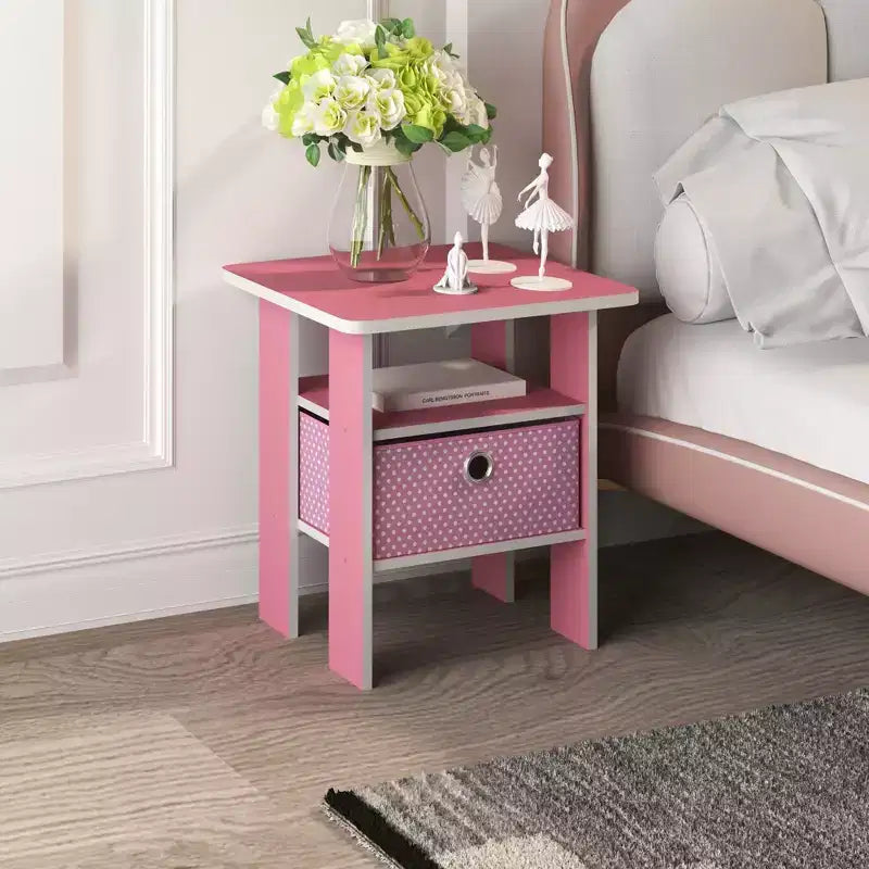 1PC Modern Bedside End Table Nightstand with Removable Drawer & Open Shelf