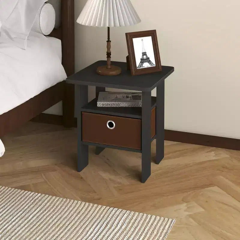 1PC Modern Bedside End Table Nightstand with Removable Drawer & Open Shelf