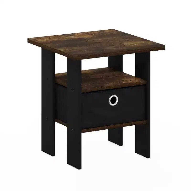 HOMLUX 1PC Modern Bedside End Table Nightstand with Removable Drawer & Open Shelf