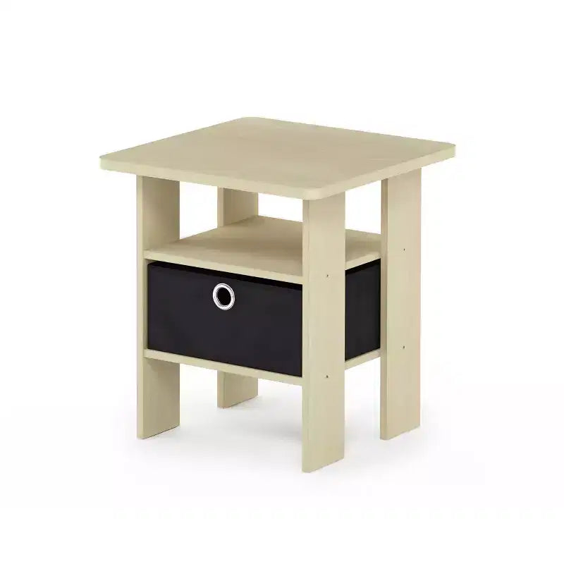 1PC Modern Bedside End Table Nightstand with Removable Drawer & Open Shelf