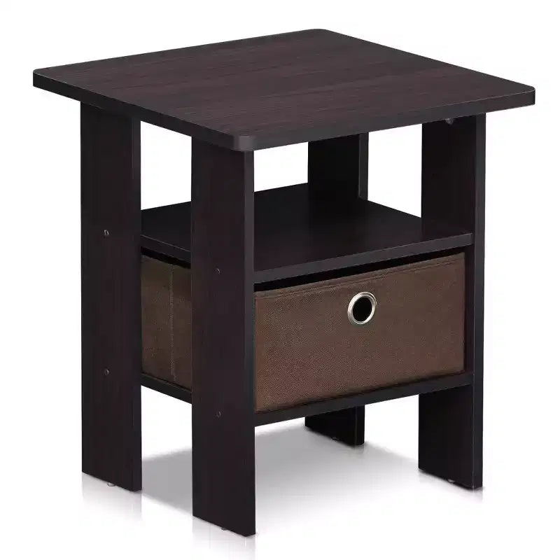 1PC Modern Bedside End Table Nightstand with Removable Drawer & Open Shelf