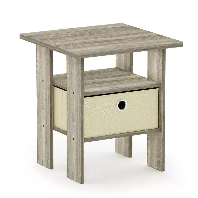 1PC Modern Bedside End Table Nightstand with Removable Drawer & Open Shelf