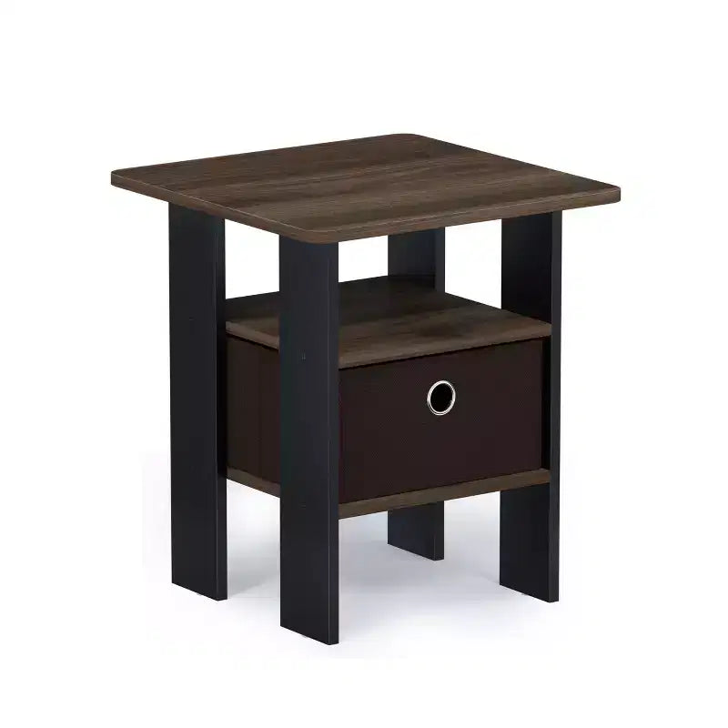 1PC Modern Bedside End Table Nightstand with Removable Drawer & Open Shelf