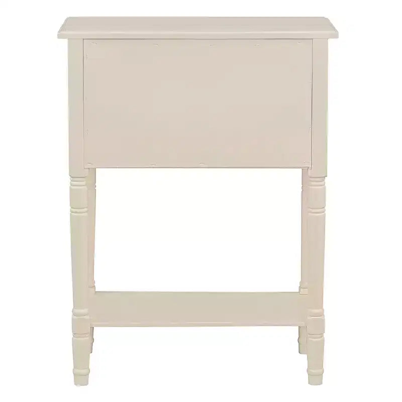 Narrow Console Table , Slim Sofa Table with Three Storage Drawers and Bottom Shelf , Beige