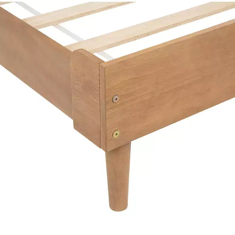 Ophelia Farmhouse Wooden Bed with Upholstered Headboard