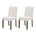Dining chair set of 2, upholstered striped tufted dining chair with wooden legs, kitchen chair with upholstered high back and adjustable feet