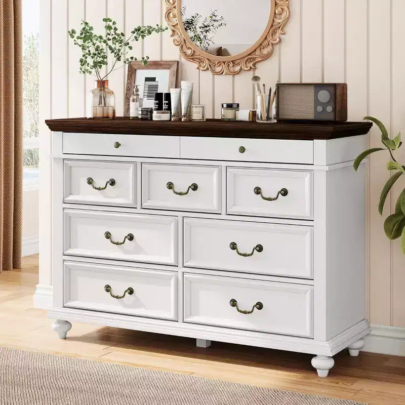 47 Wide 9 - Drawer Dresser Farmhouse Chest for Bedroom & Living Room Storage