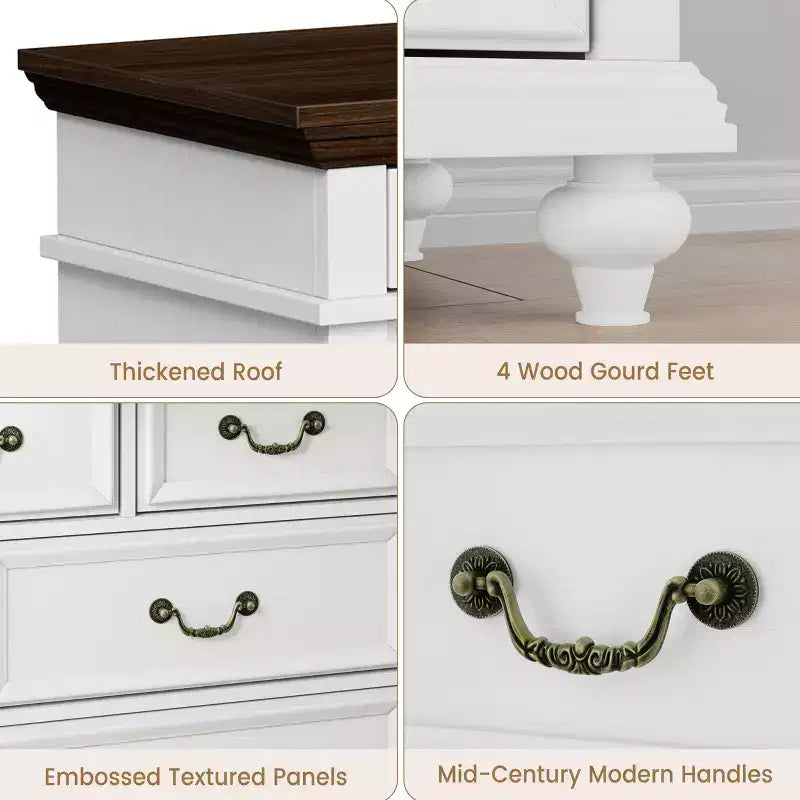 47 Wide 9 - Drawer Dresser Farmhouse Chest for Bedroom & Living Room Storage