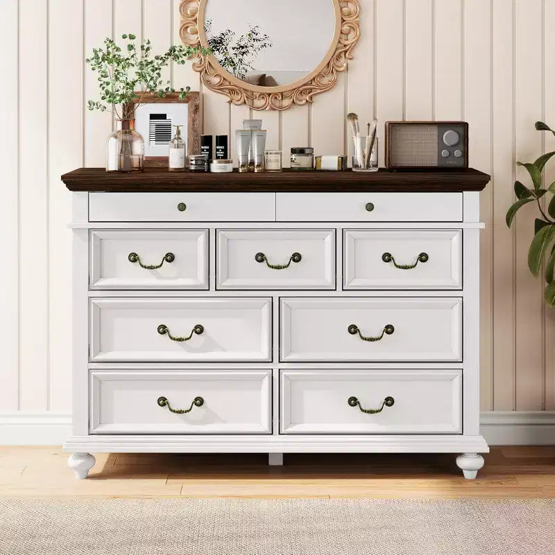 47 Wide 9 - Drawer Dresser Farmhouse Chest for Bedroom & Living Room Storage