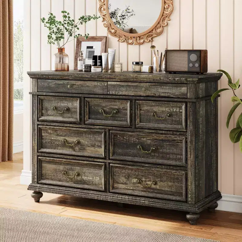 47 Wide 9 - Drawer Dresser Farmhouse Chest for Bedroom & Living Room Storage