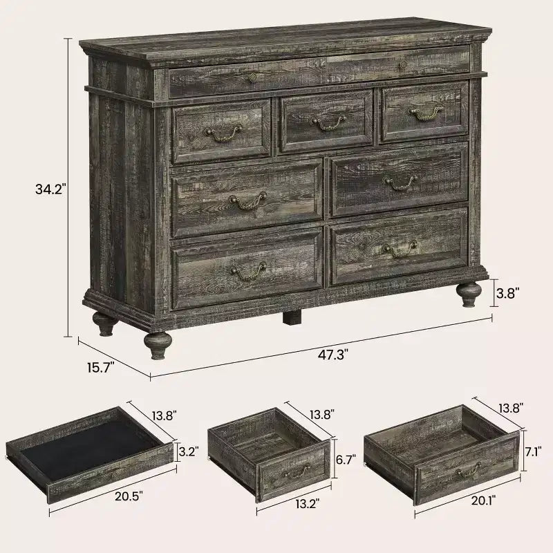 47 Wide 9 - Drawer Dresser Farmhouse Chest for Bedroom & Living Room Storage