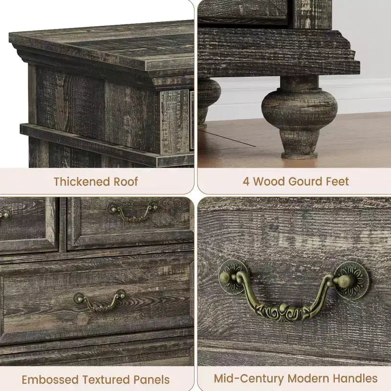 47 Wide 9 - Drawer Dresser Farmhouse Chest for Bedroom & Living Room Storage