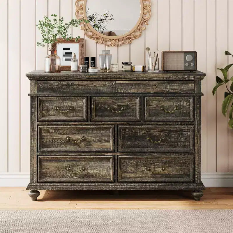 47 Wide 9 - Drawer Dresser Farmhouse Chest for Bedroom & Living Room Storage